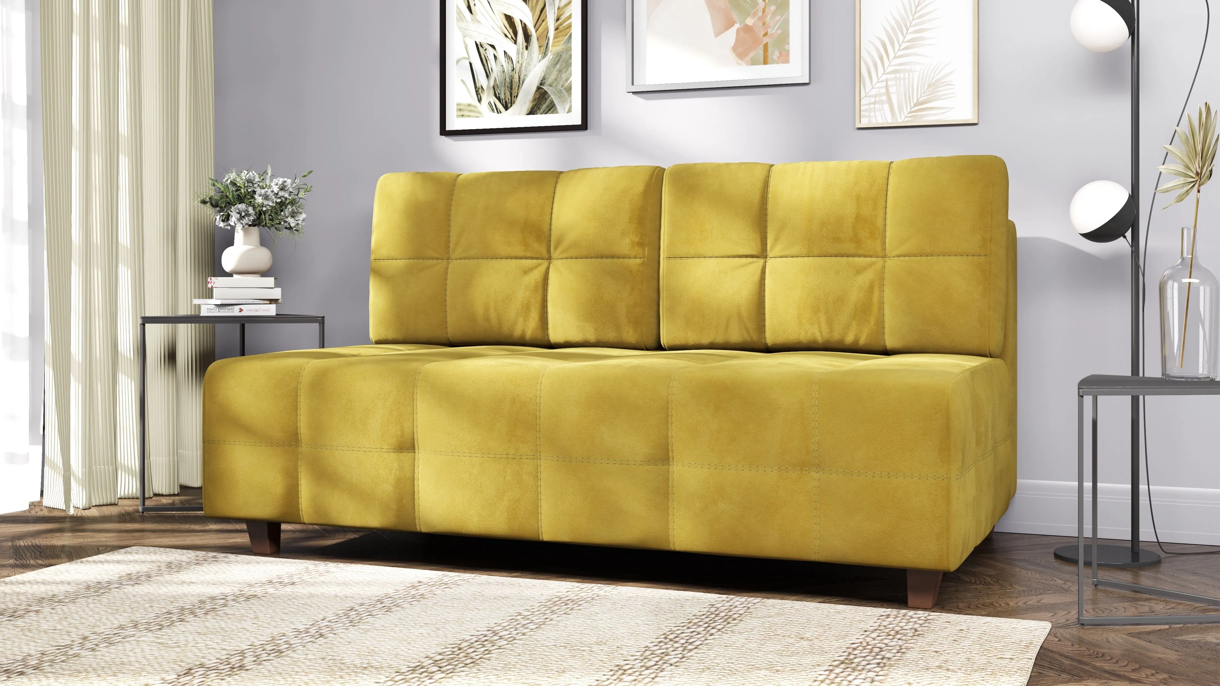 Диван Бали 4 без боковин (Жёлтый)