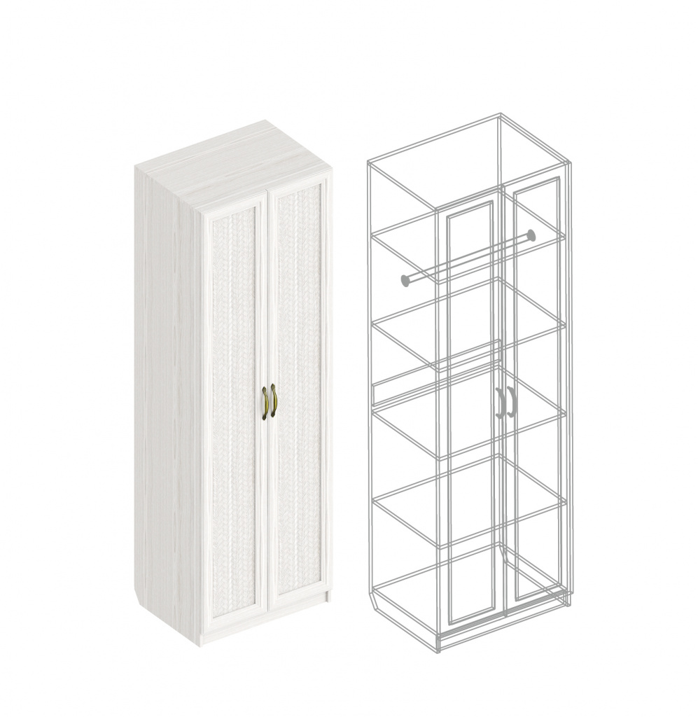 Шкаф «Александрия» ГА-19 2-ств с полками (штанга в комплекте) 700х530х2200