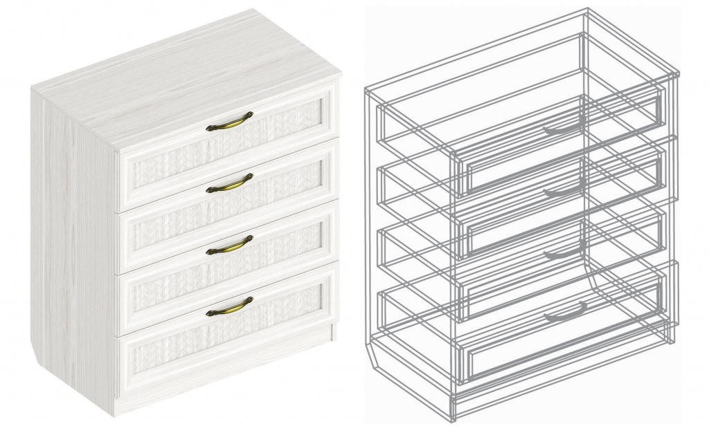 Комод «Александрия» СА-08 с 4 ящиками 800х460х930