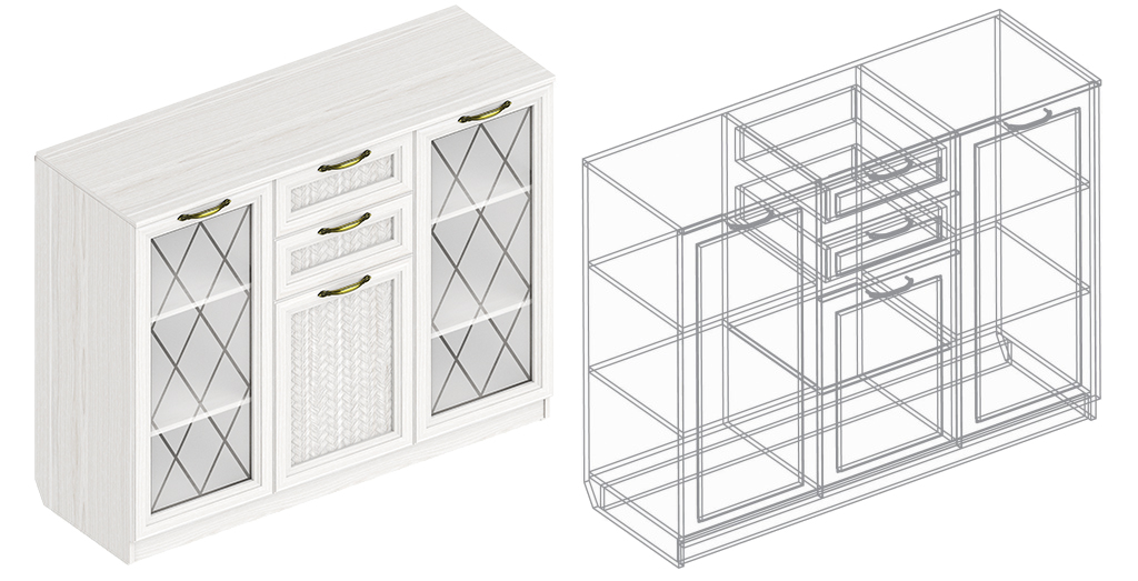 Комод «Александрия» ГА-04 3-ств с 2 ящ. 1350х460х1050