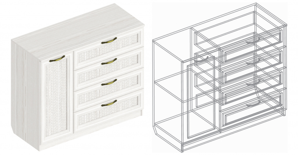 Комод «Александрия» СА-04 1-ств с 4 ящиками 1100х460х930